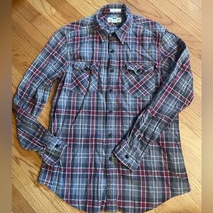 Men's Plaid Shirt - Gray and Red